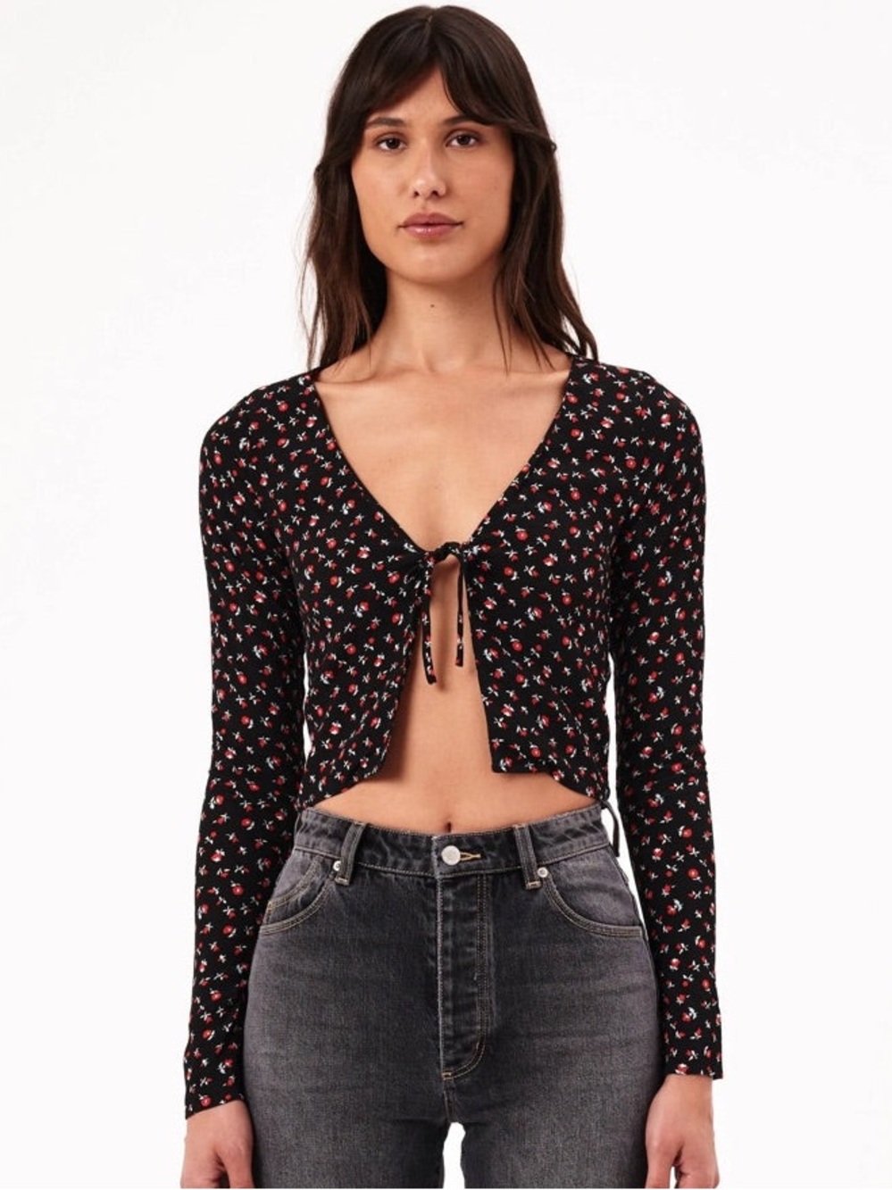 Rolla's Maggie Top Alpine Floral Tie CropTop Size 10 Medium